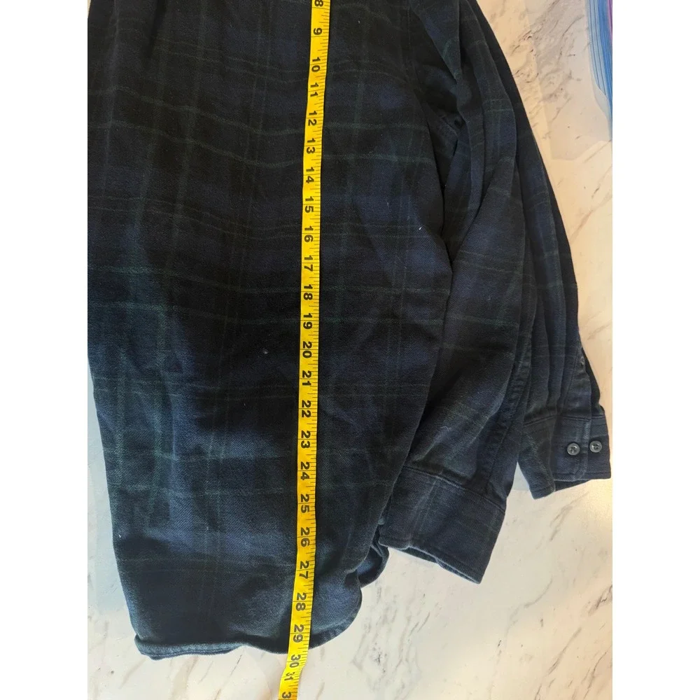The North Face Mens XL Plaid Flannel Shirt Navy Blue Green Lined Long Sleeve